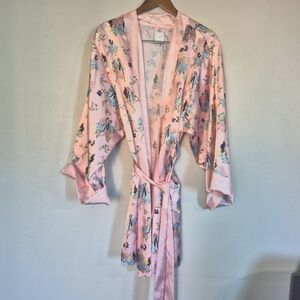 Disney Pink Satin Robe Lounge Wrap Large
